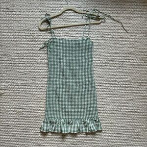 Green Gingham Sleeveless Dress